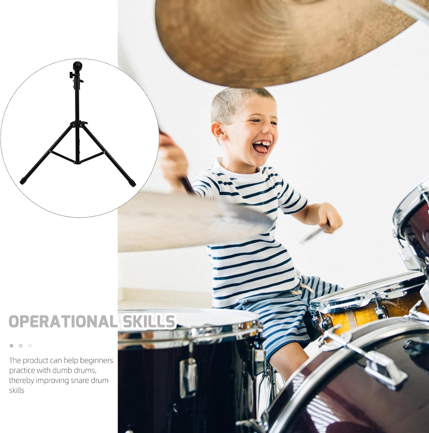 Adjustable Dumb Drum Storage Rack Black Metal Percussion Accessory Stand with Non-slip Mat Stable Base for Beginner Snare Drum Practice