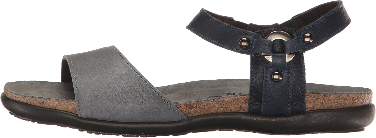 NAOT Footwear Sabrina Women's Sandal with Cork Footbed and Arch Support - Rivets - Comfort and Support - Lightweight and Perfect for Travel - Narrow to Medium Fit 6-6.5 Vintage Slate Lthr/Ink Lthr
