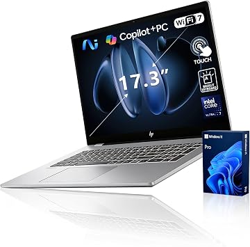 PCONLINE HP OmniBookEnvy Next Brand 7 Business Laptop, 17.3" FHD Touchscreen, Ultra 7 258V for AI Tasks, Intel Arc 140V, 32GB Onboard LPDDR5x Ram, Customized 512GB /1TB / 4TB SSD, Wi-Fi 7, Win11P