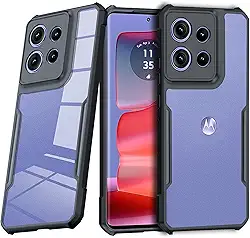Capa para Motorola Moto Edge 50 Neo/Moto S50 capa ultrafina de TPU macio + traseira transparente acrílica airbags de grau militar proteção contra quedas à prova de choque, preto transparente