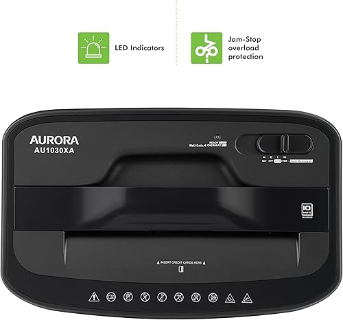 Miniatura 5 de Aurora AU1030XA Trituradora de papel de corte transversal de 10 hojas y tarjetas de crédito con papelera de 4.4 galones