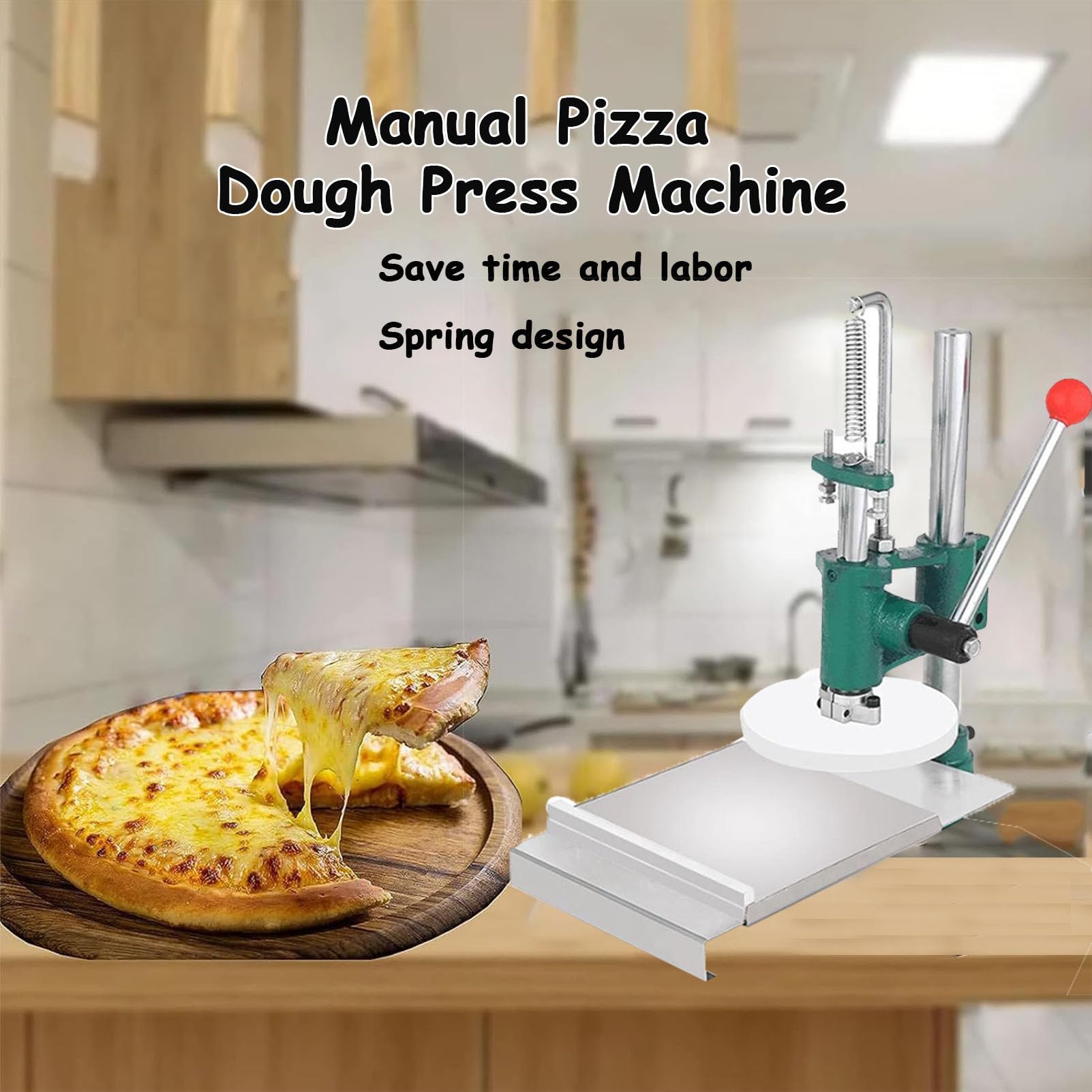 Pressa per impasto, portatile, in acciaio inox, per torte a mano, polpettone, croste di pizza e rotoli morbidi