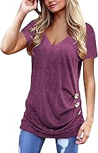 Jescakoo Womens Summer Tops with Buttons Dressy Casual Blouses Spring Outfits Beach Vacation Tunic Clothes S-3XL