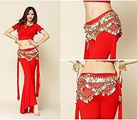 Vista 11 de Wuchieal Bufanda de cadera para mujer con monedas de oro, falda envolvente ruidosa