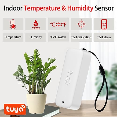 Miniatura 2 de Sensor de termómetro higrómetro WiFi, monitor inteligente inalámbrico de temperatura y humedad con alerta de notificación de aplicación remota, para