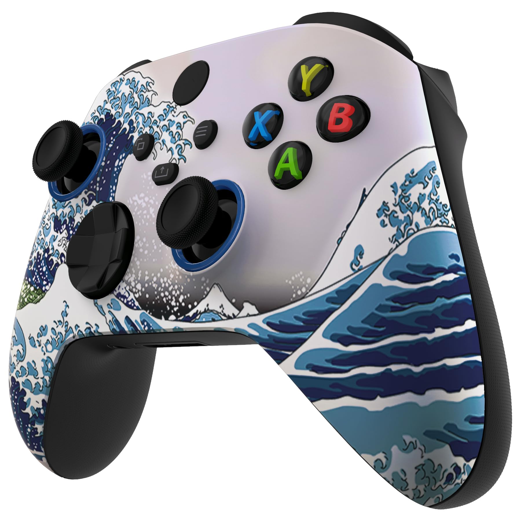 eXtremeRate Cover per Xbox Series X S Joystick,Custodia Copertura Scocca Frontale Anelli Accessori Ricambio per Xbox Core Controller Model 1914,ASR Versione-Grande Onda