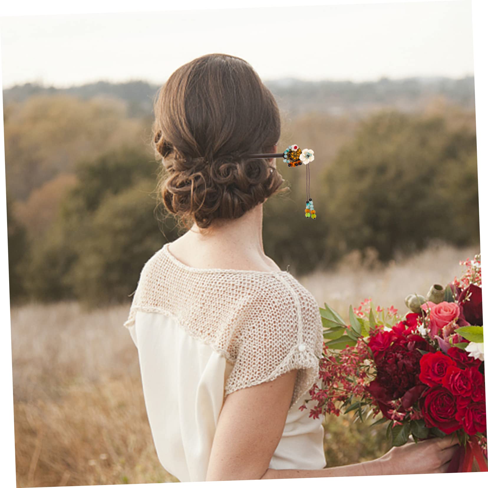 16stücke Traditionelle Chinesische Holz Haarnadeln Mit Quaste Und Blüten Für Hochsteckfrisuren Elegante Haarschmuck Für Hochzeiten Partys Und Besondere Anlässe