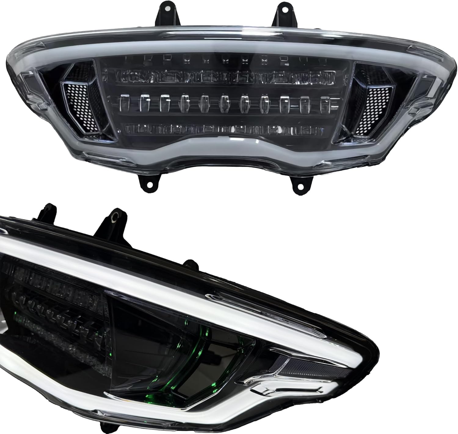 Matrix-Style LED Headlight for Harley 2023.5-up CVO Road Glide 2024-up Road Glide and FLTRXSTSE 2025 RR 131 (Red Backlight)