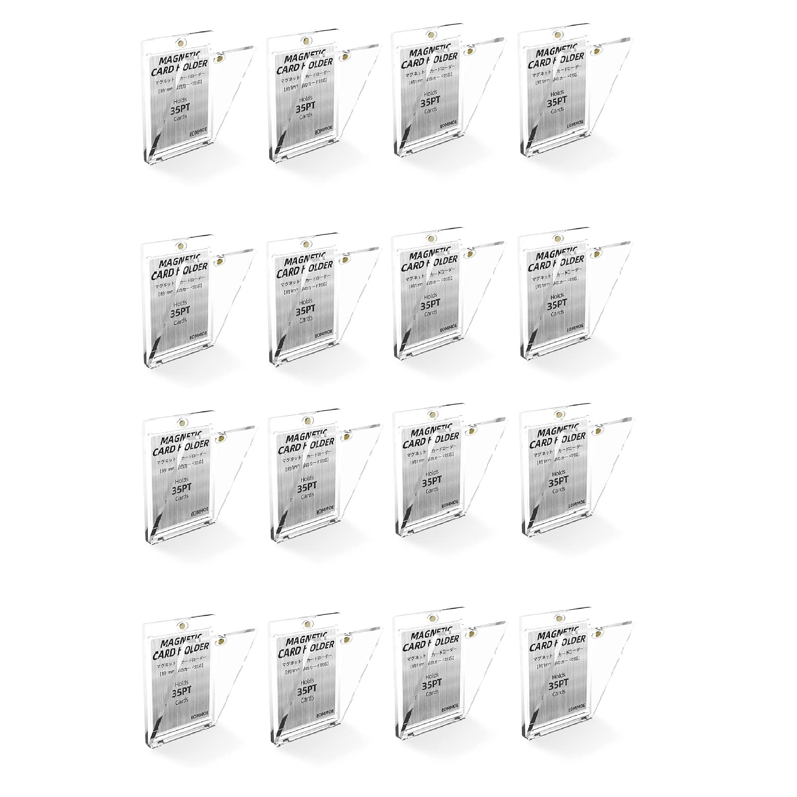 EOMMOE マグネットローダー カードローダー(16個セット)インナースリーブ付き マグネットホルダー トレーディングカード UVカット ３５ＰＴ カードケース カード保護 収納 トレカ保護ケース コレクション 約１ｍｍ厚対応 磁石式 ワンタッチ