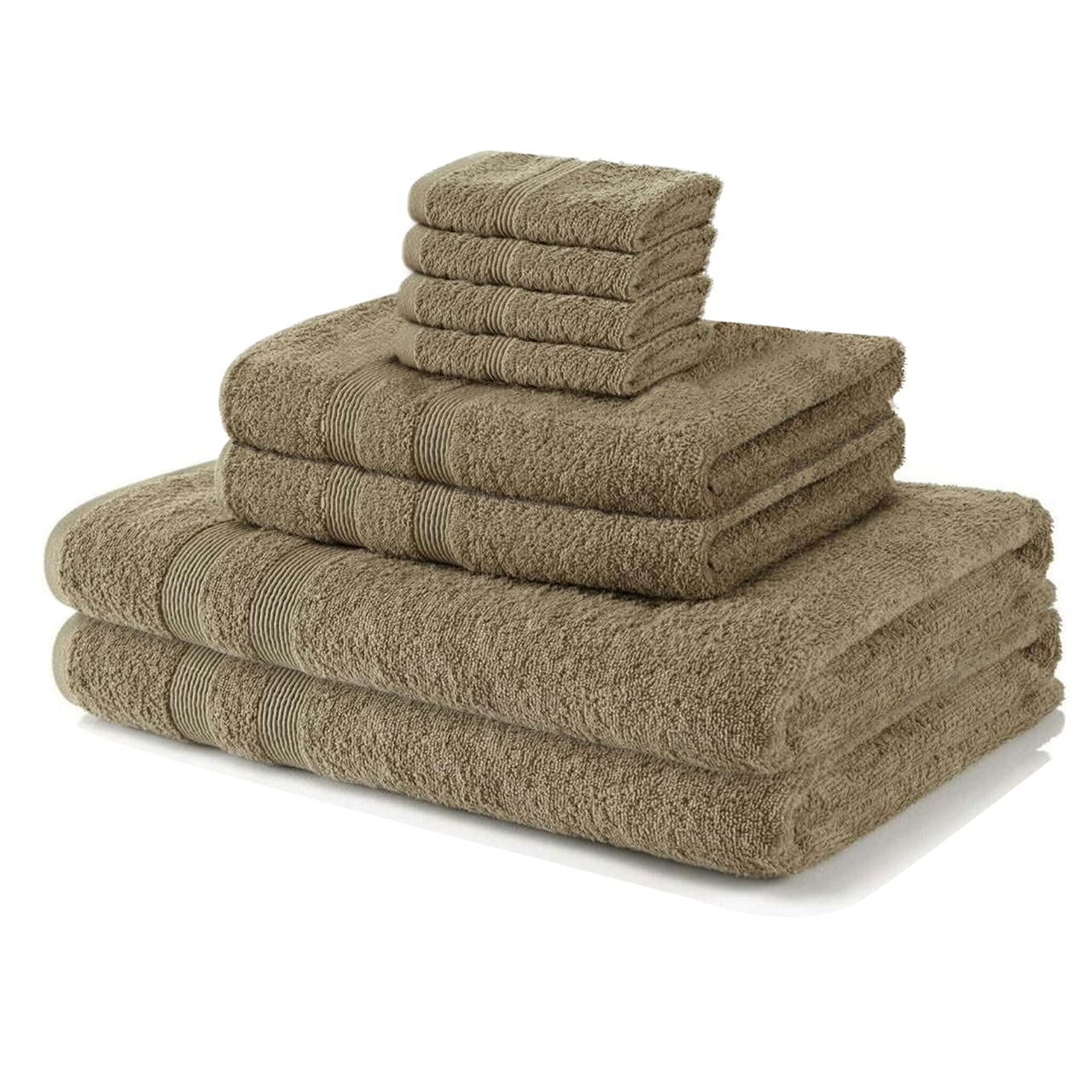 Vozbi Towels (8 Pieces) 2 Bath Towels, 2 Hand Towels and 4 Washcloths - 500 GSM Egyptian Cotton Towel Bale - Ring Spun Cotton Towel Set - Home & Kitchen Bathroom Accessories Shower Towel (Latte)