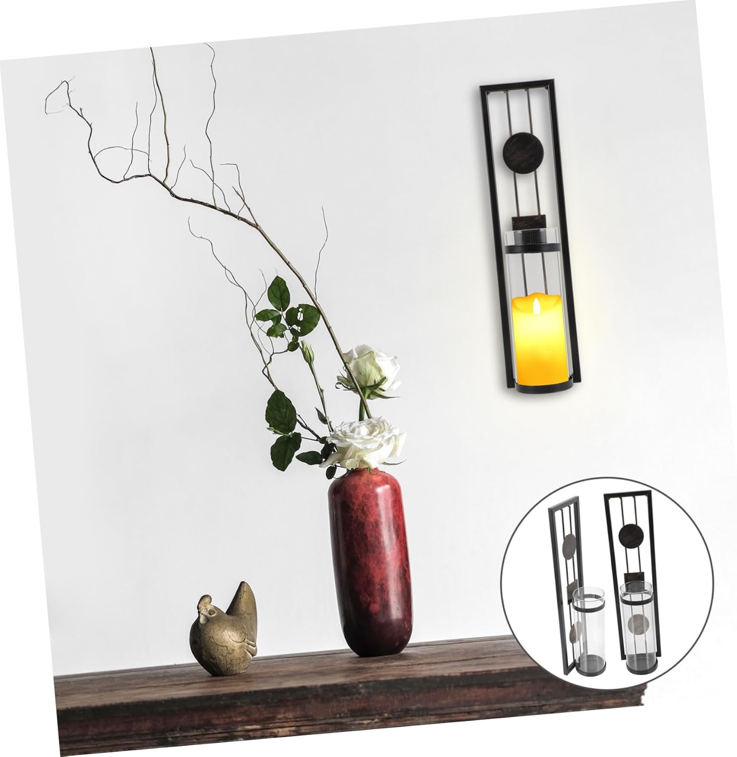 Cabilock 2pcs Iron Art Wall Hanging Candlestick Decorative Tealight Holders for Living Room Bedroom and Office Unique Candle Display Shelves Premium Quality Home Decor