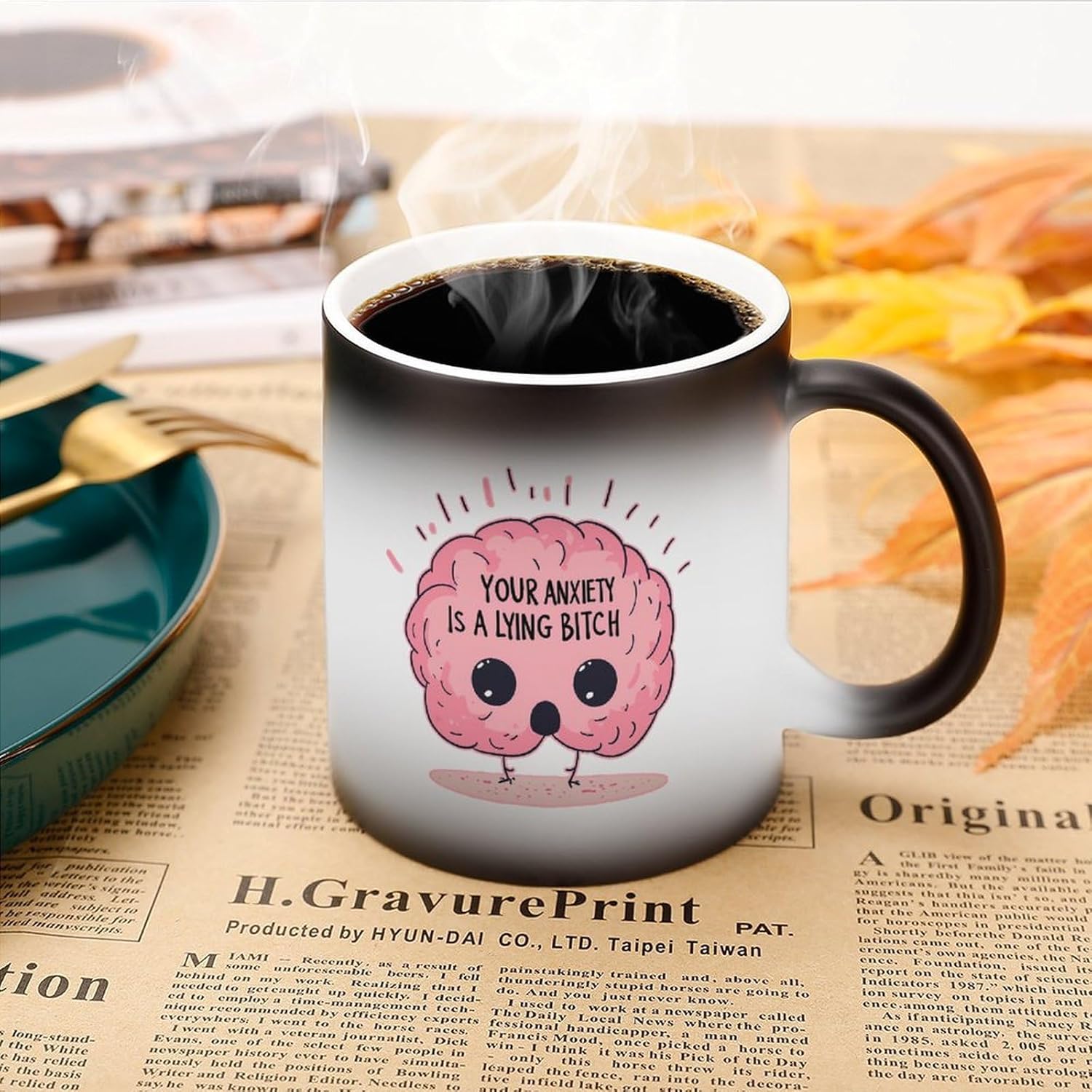 Your Anxiety Is A Lying Bitch Color Changing Mug Heated Ceramic Cup Heat Sensitive Coffee Mug Fun Gift