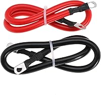 Vista 3 de Cable de batería de 4 AWG calibre 4 AWG, cables inversores de batería de cobre puro con terminales de 3/8 pulgadas en ambos extremos, juego