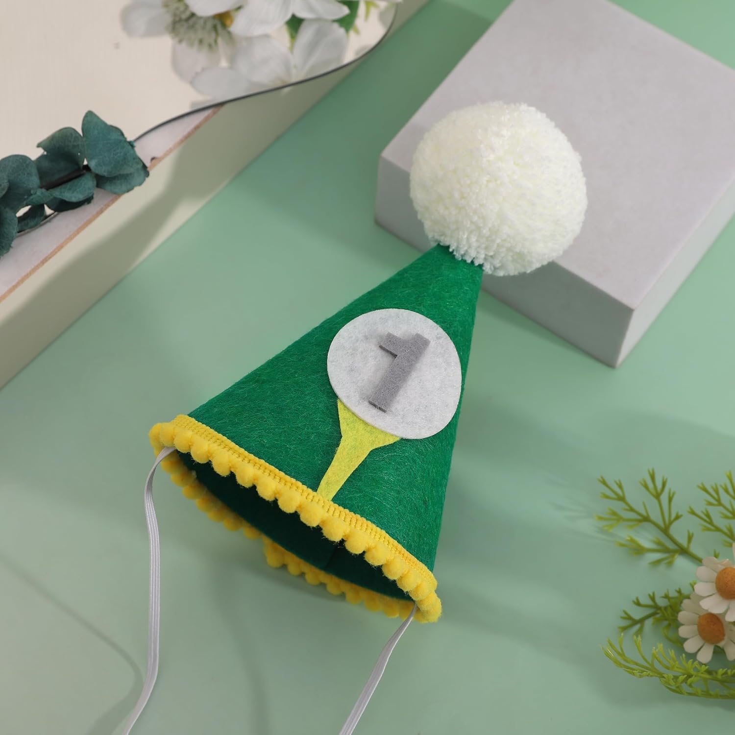 Golf Green Birthday Hat - Golf Birthday Party Decorations,Sports Theme Hole in One Green Hat,Golfing Party Photo Prop