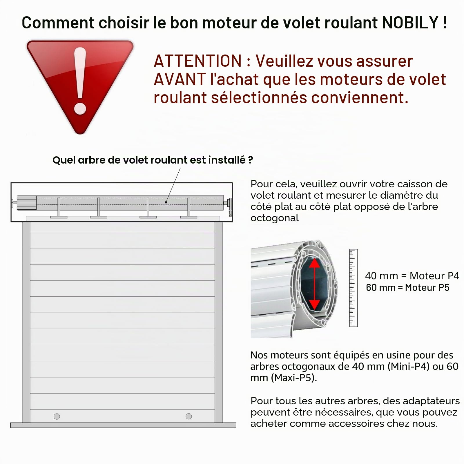 Mini moteur électromécanique pour volets roulants P4 13/14-40 avec fins de course mécaniques (force de traction 13Nm/36kg) pour arbre de 40mm (SW40) Moteur pour volets roulants Moteur tubulaire ...