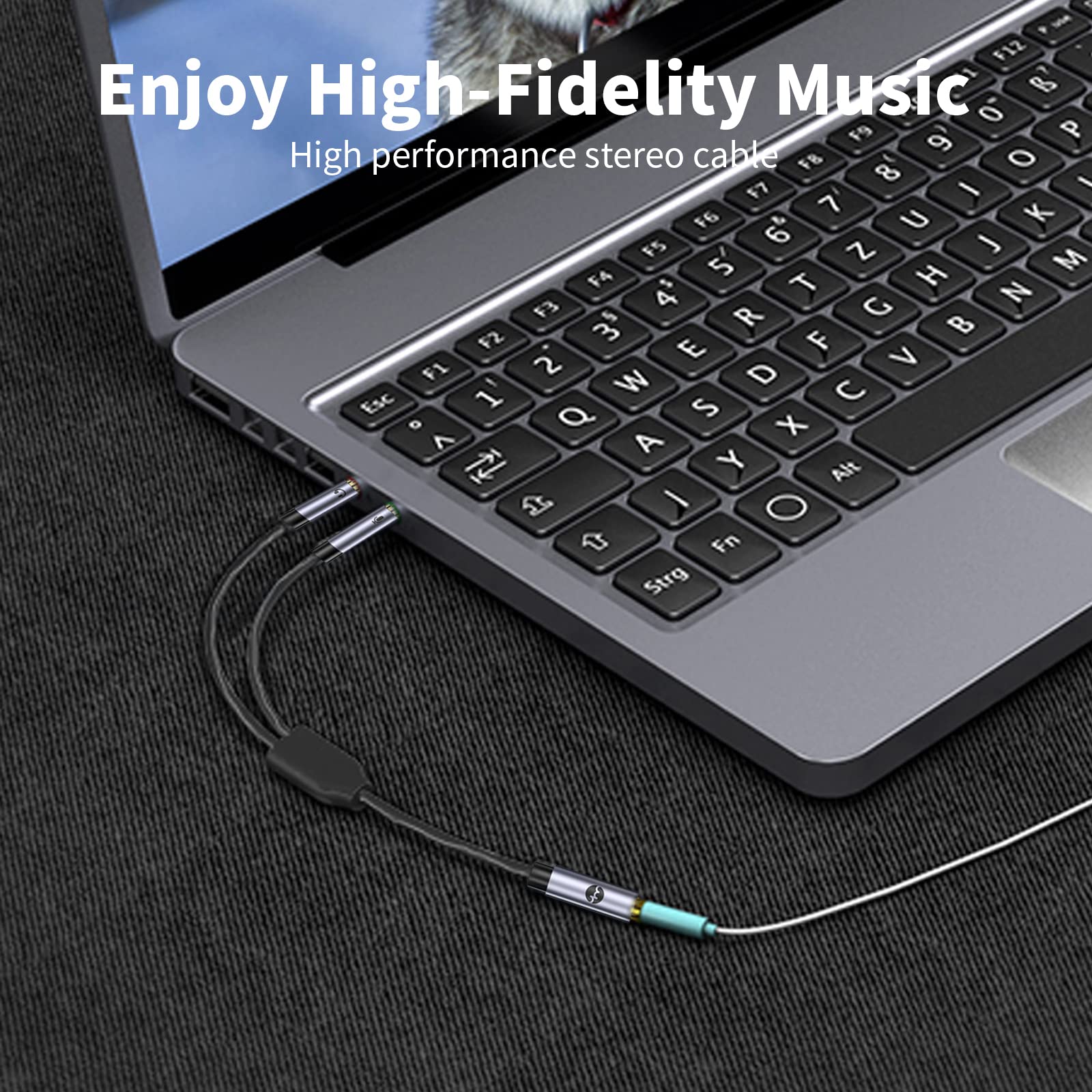 Rozdzielacz audio, rozdzielacz słuchawkowy, 0,3 m (podwójny 3,5 mm męski na 3,5 mm żeński), adapter słuchawkowy, 1 na 2 jack do słuchawek, zestawu słuchawkowego, laptopa, PC itd.