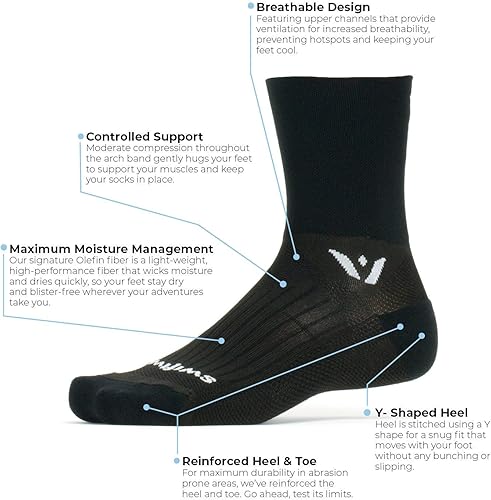 Miniatura 4 de Swiftwick - Calcetines de ciclismo PERFORMANCE, fabricados en Estados Unidos, máxima durabilidad, calcetines que absorben la humedad