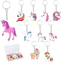 FAMCUCHE Pack of 10 Unicorn Keyrings, Silicone Key Fob Unicorn Pendant, Key Pendant Children, Party Bag Children's Birthday Gift Unicorn for Car Keys, Bag, Backpack