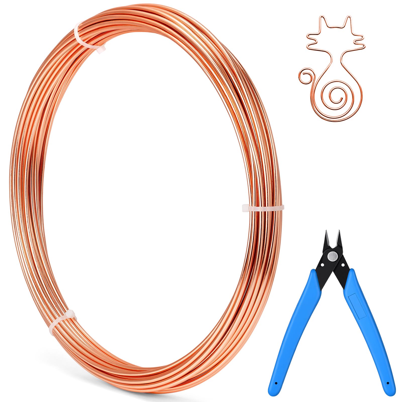 vsshe Aluminum Craft Wire 9 Gauge, 2mm 49 Feet, with Pliers, Bendable Metal Wire for Sculpting, Soft and Strong, Bike Modelling Skeleton Crafting Floral Making, Jewelry Making, Weaving Wrapping Copper