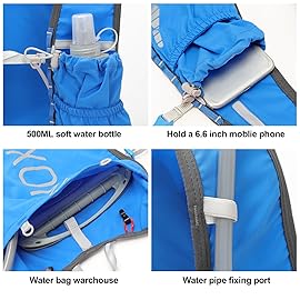 INOXTO Running Hydration Vest Backpack,Lightweight Insulated Pack with 1.5L Water Bladder Bag Daypack for Hiking Trail Running Cycling Race Marathon for Women Men (588 Blue)
