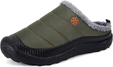 Eagsouni Womens Mens House Slippers Slip on Snow Winter Warm Fully Fur Lined Slippers Indoor Outdoor Shoes