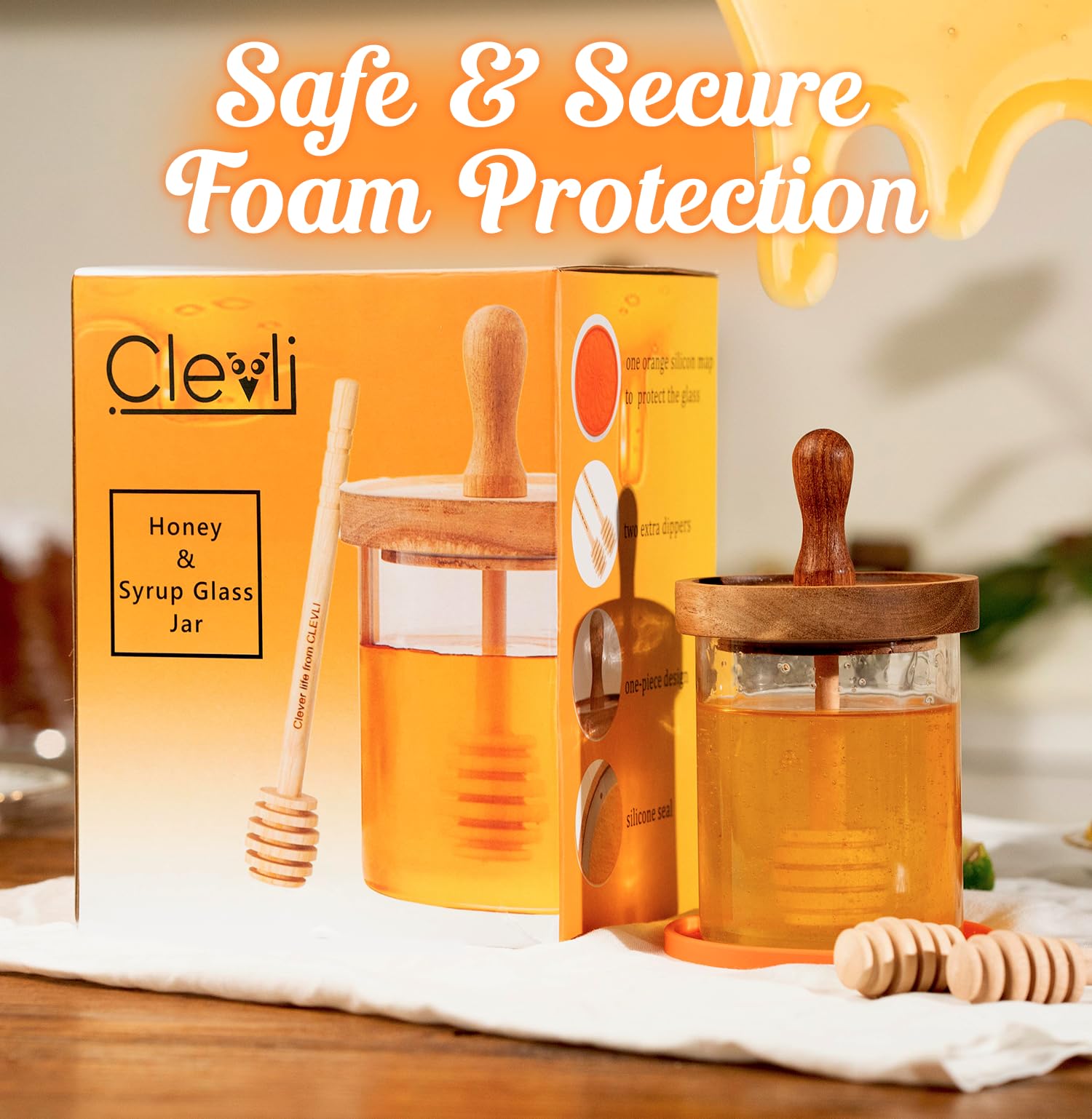 12 Oz Honey Jar Set With Silicone Mat, 2 Extra Dippers, Airtight - View #3