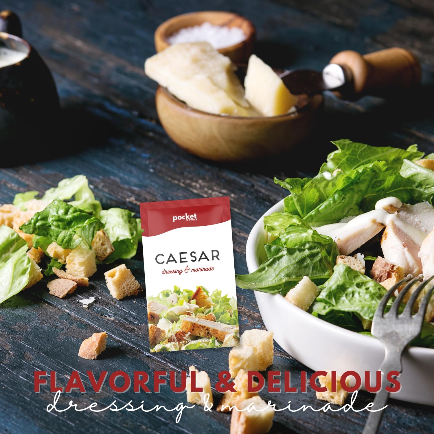 Amazon.com : Pocket Flavors Salad Dressing - Ready to Serve Low-Calorie  Dressing in Individual Single Serve Pouches, 1 oz each - Caesar, 8 Count :  Grocery & Gourmet Food