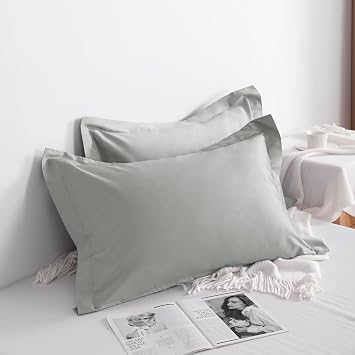 Cotton Standard Pillow Shams Set of 2, 2 Pack Super Soft and Breathable Pillow Covers with Envelope Closure, Sham Covers Light Grey, 20x26 Inches