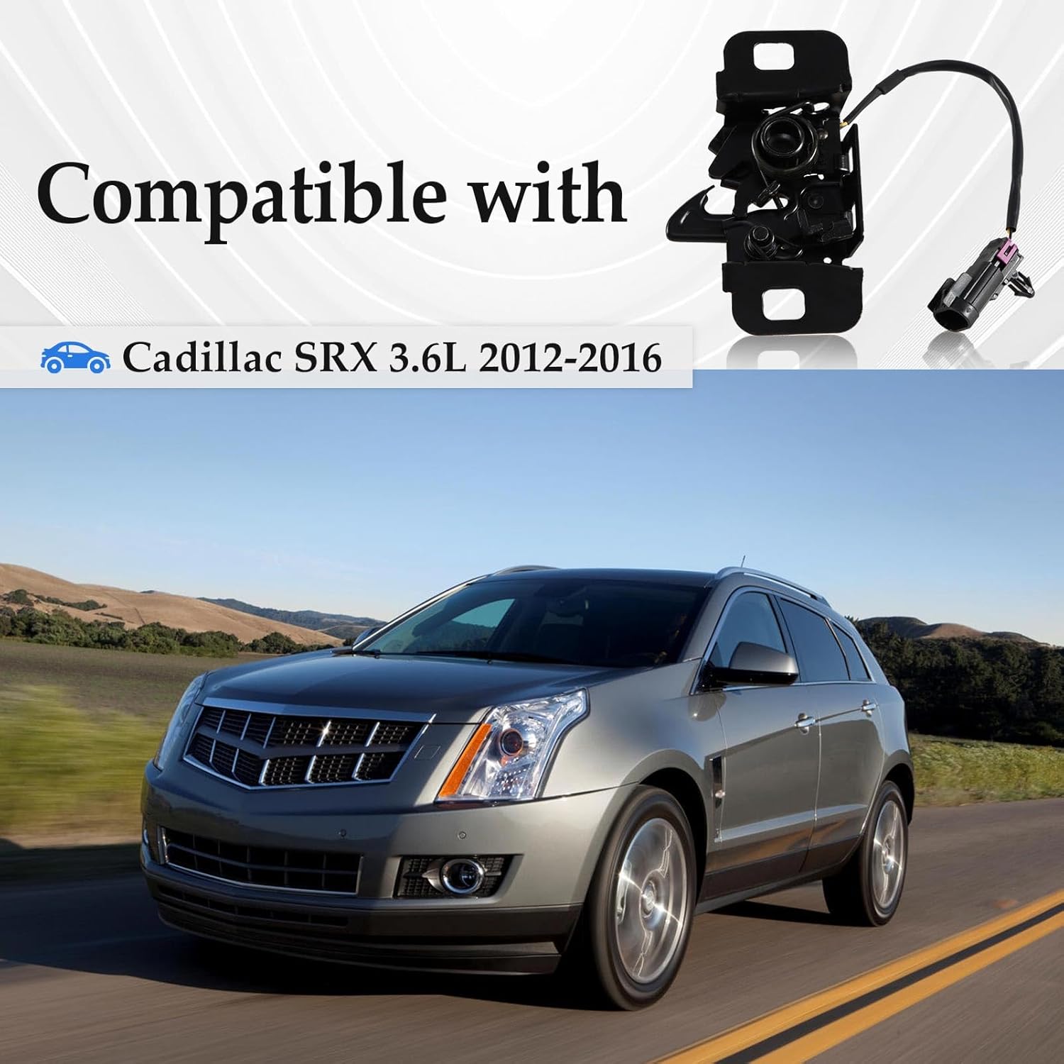 Engine Hood Latch Hood Primary & Secondary Latch Assembly Compatible with 2012-2016 Cadillac SRX Replace# 19420623 22788642
