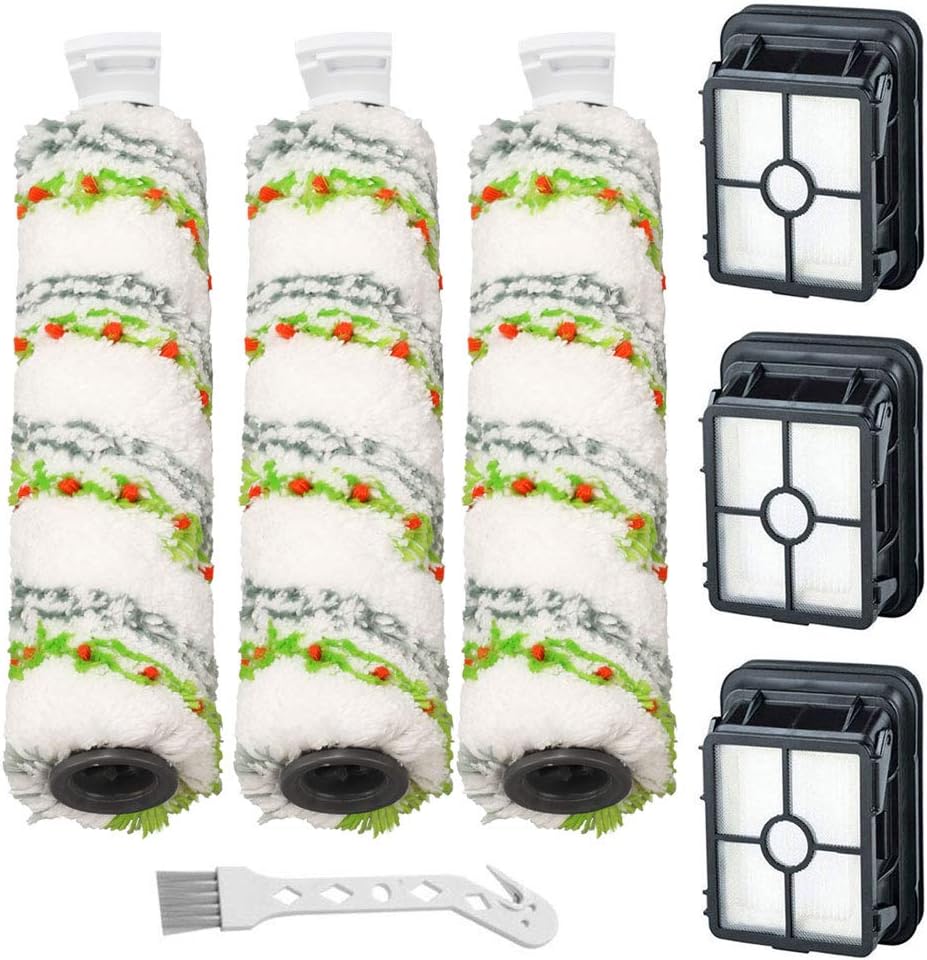 3 Pack Multi-Surface Pet Brush Rolls 2788 and 3 Pack Vacuum Filters 1866 for Bissell CrossWave Max 2554 2590 2593 2596 for HydroSteam 35151 3515 35152 3513 3518 Vacuums, Part 1618641 & 1608684