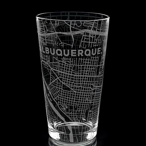 Miniatura 2 de ALBUQUERQUE NEW MEXICO Engraved City Street Map Beer Pint Glass  Perfect Drinking Gift Idea & Unique Decor!