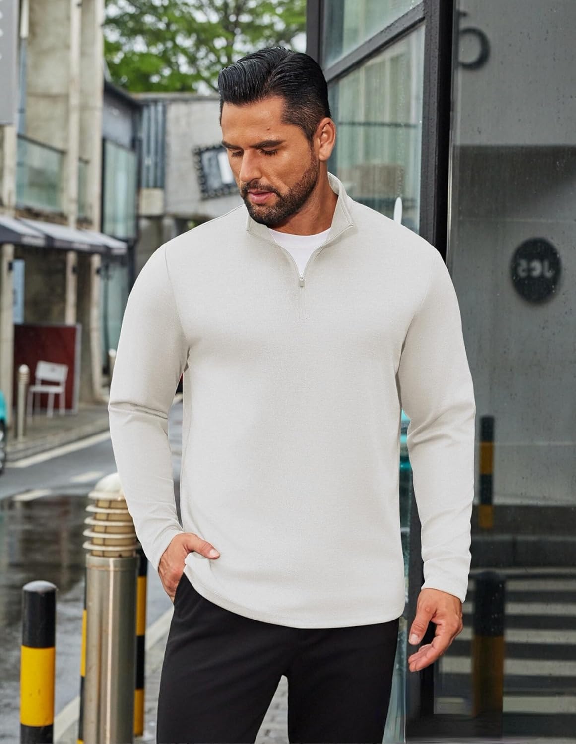 COOFANDY Men's Quarter Zip Up Pullover Long Sleeve Sweatshirt Mock Neck Golf Polo Sweater