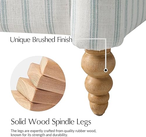 Miniatura 6 de HULALA HOME Juego de 2 sillas reclinables de granja con patas de eje de madera maciza, sillones reclinables a rayas con respaldo y reposapiés