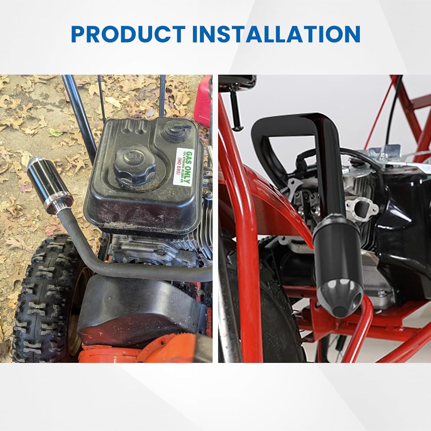 Exhaust Pipe with Muffler For Coleman Powersports CT200U BT200X KT196 MB200,For Honda GX160 GX200，For Predator 212cc 196cc/6.5HP Gas Mini Bike Go Kart Performance Parts Black