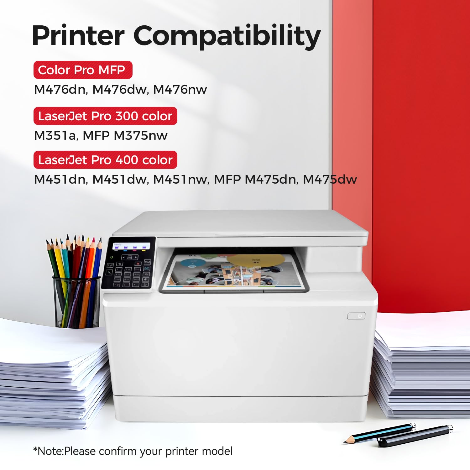 312X 305X Toner Cartridge Set 4-Pack Printer Replacement for HP 312A 305A CF380A CE410A for Laserjet Pro 400 Color MFP M475dn M475dw M451dn M451dw M451nw Pro 300 M375nw M351a M476dw M476nw M476dn Ink