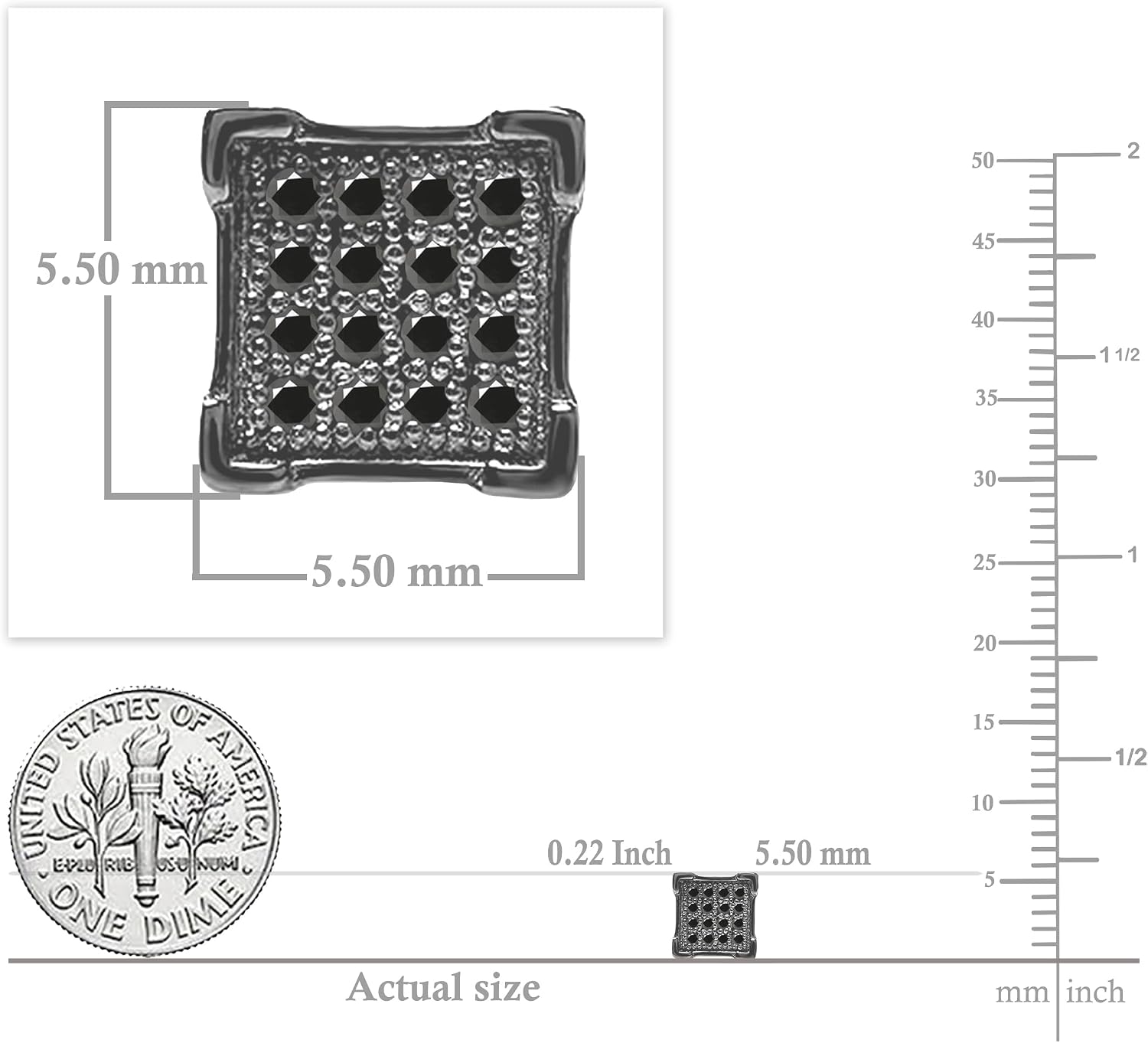 Dazzlingrock Black Plated Unisex Design Ladies Mens Real Diamond Earrings
