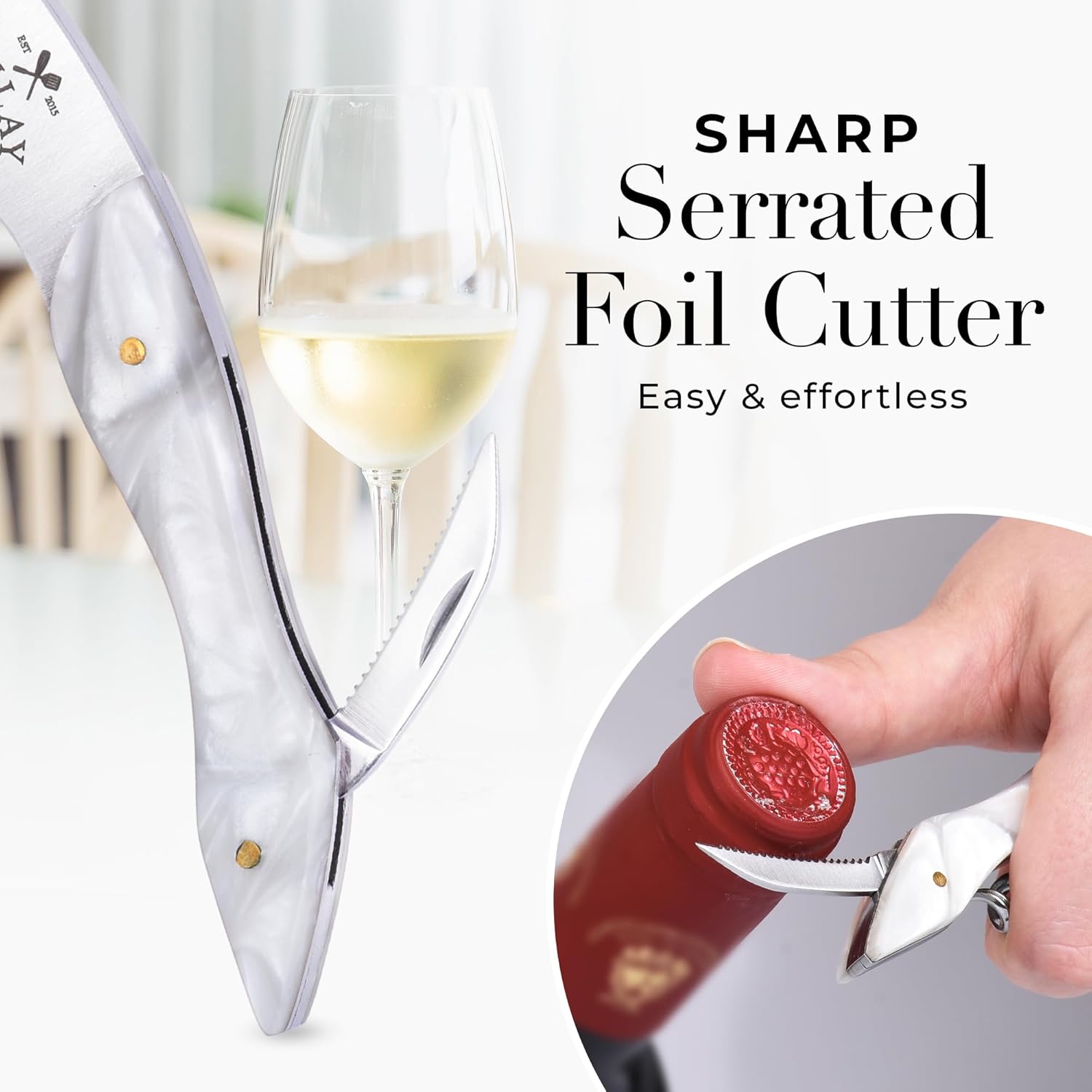 Zulay Kitchen Wine Opener Serrated Foil Cutter