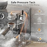 Vista 3 de Máquina de café expreso con molinillo, máquina de espresso de 20 barras con espumador de leche, máquinas de café Expresso para el hogar, cafetera