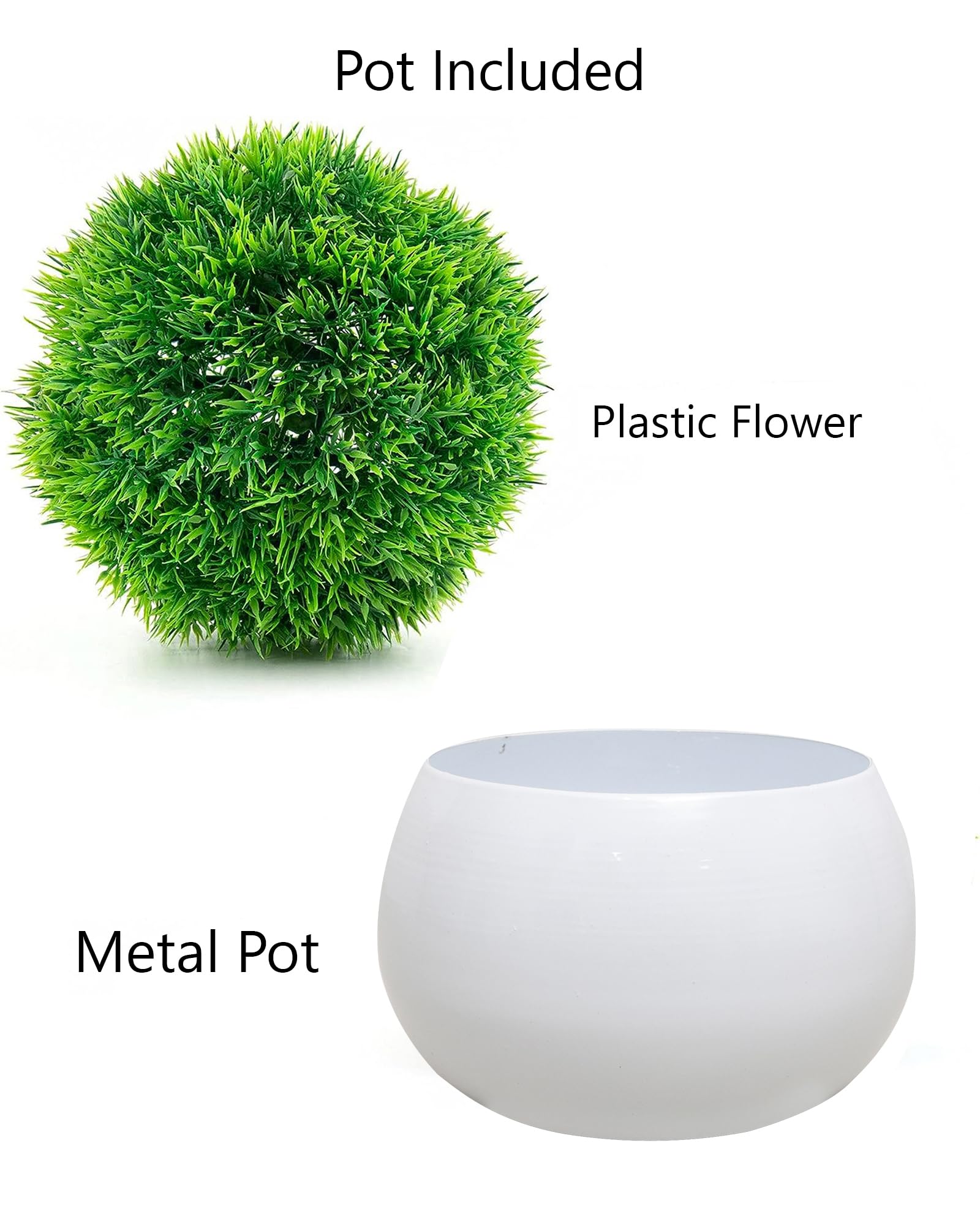 Homesake® Fake Plants for Bathroom/Home Office Decor, Small Artificial Faux Greenery for House Decoration Office, Boxwood, Set of 2 with Metal Pot (Trimming Ball with Pot 2 pcs) - Image 5 thumbnail