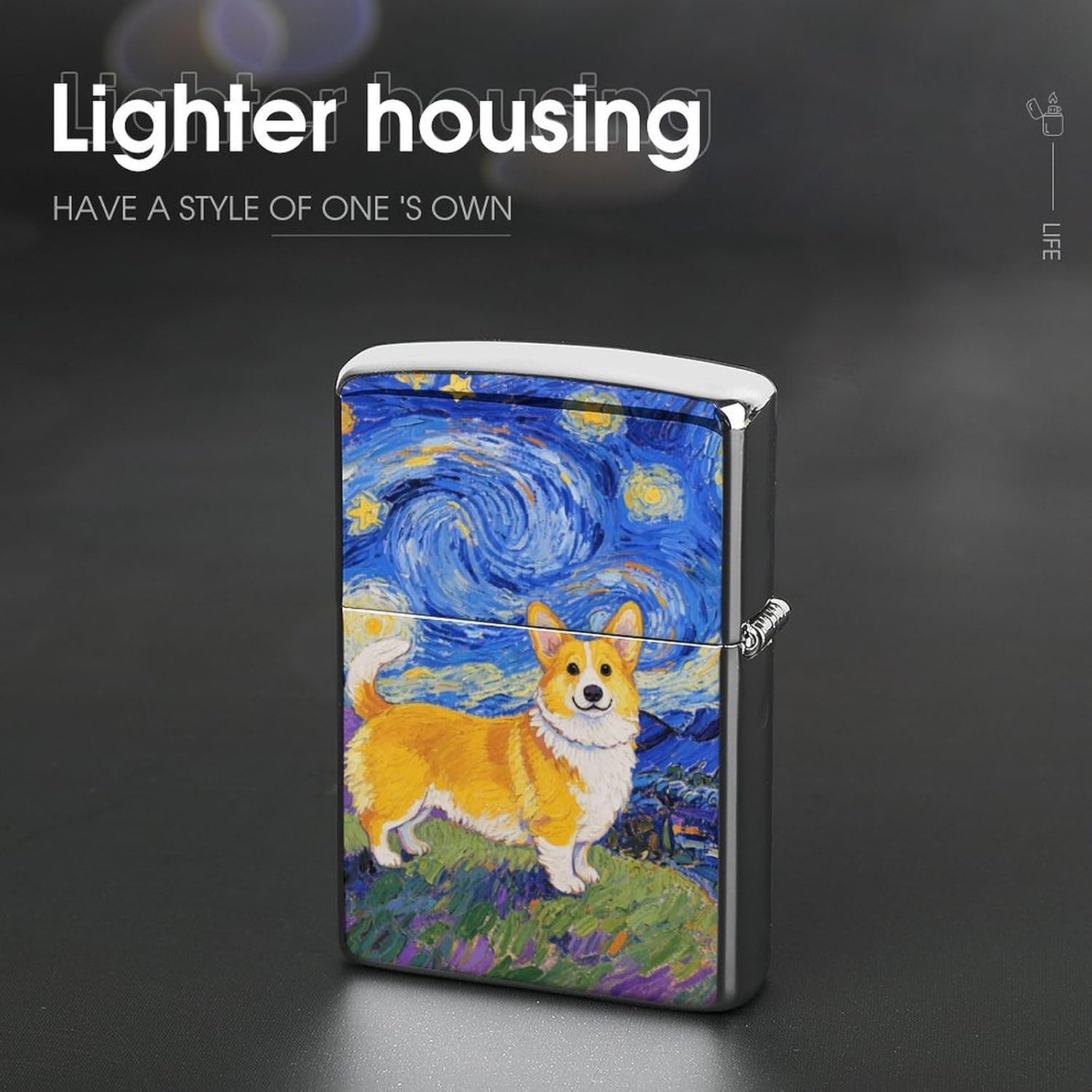 Corgi Starry Night Lighter Case Cover Metal Lighter Case image 4