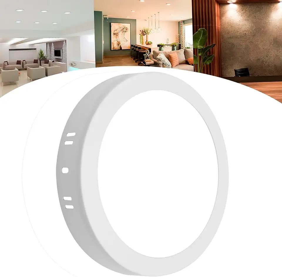 Painel Plafon 25w Led Redondo Teto Sobrepor Luz Forte (Branco Quente)