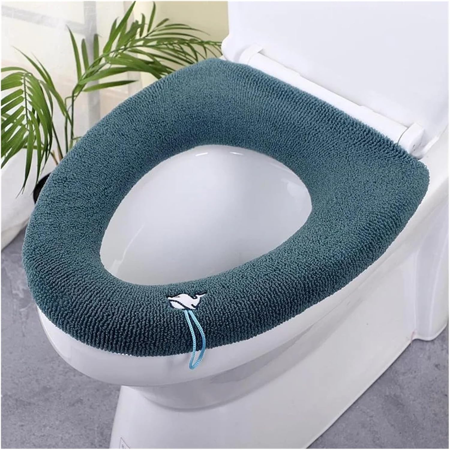 Toilet Seat Cover Thicker Bathroom Toilet Seat Cover Pads Soft Warmer Toilet Seat Cushion Cover Stretchable Washable(Green)