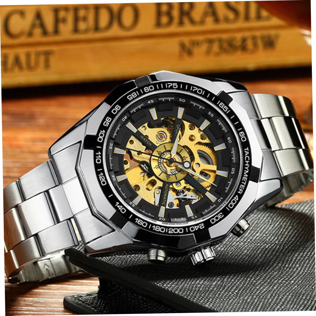 IMIKEYA 1pezzi Orologio Meccanico Scheletrato da Uomo Luminoso senza Batteria Quadrante Chiaro e Lancette Grandi Adatto Qualsiasi Occasione