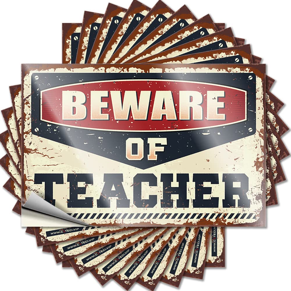 Beware of Teacher Retro Kitchen Decor Billiard DIY | Positive Stickers Door Removable Vinyl Sticker Decal(6X9CM)