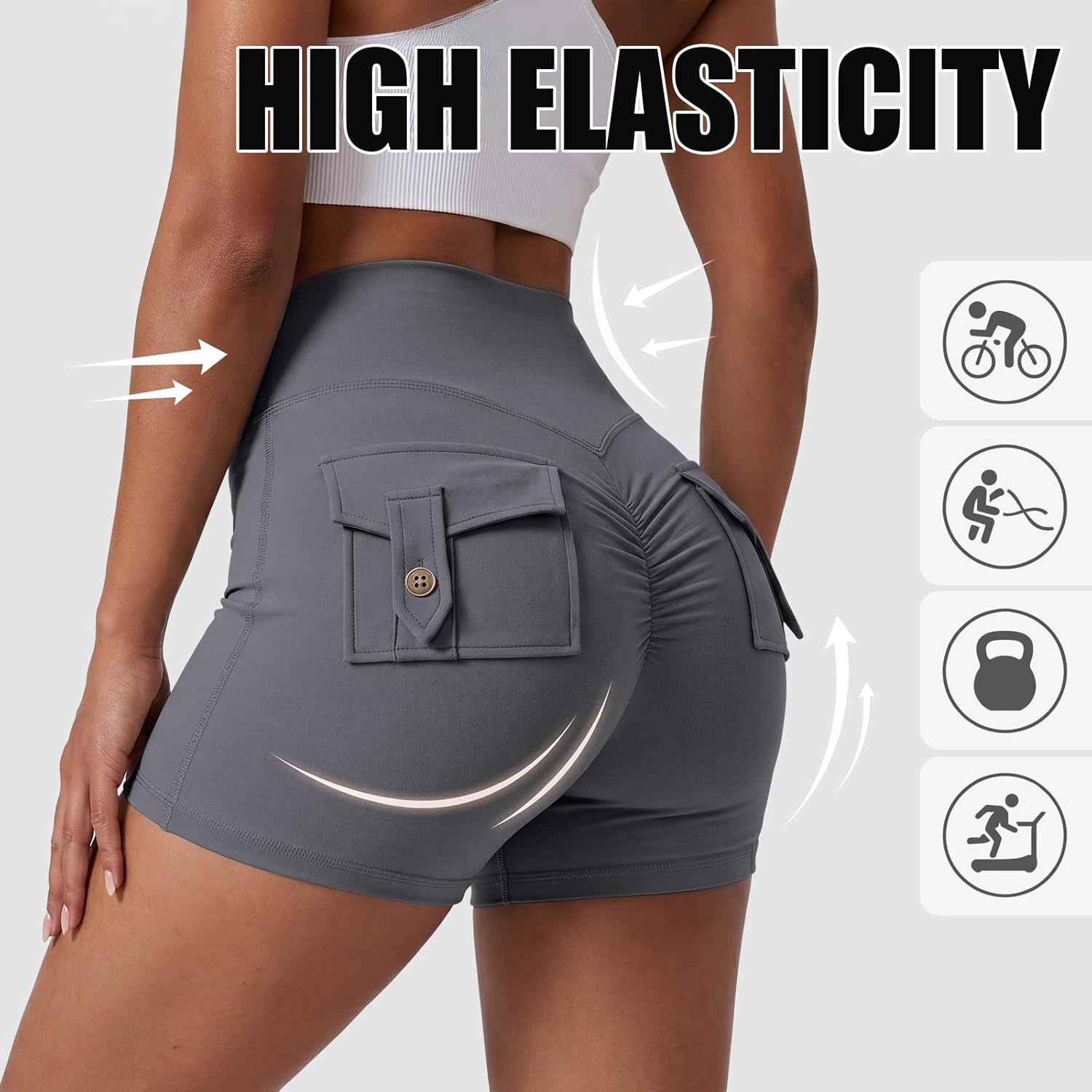 Didaey 2 Pack Women Scrunch Butt Workout Shorts with Pockets V Waist Athletic Gym Biker Shorts for Women Yoga Booty Bottoms