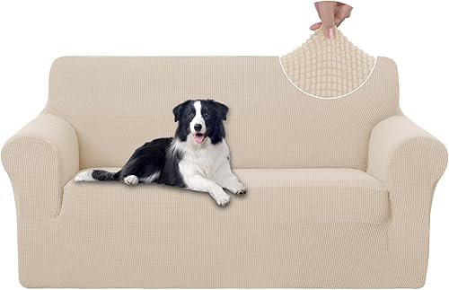 Miniatura 19 de U-NICE HOME Funda para sofá biplaza elástica, cubierta para sofá, funda para sillón, protector de muebles para sofá con 2 cojines, funda para sofá