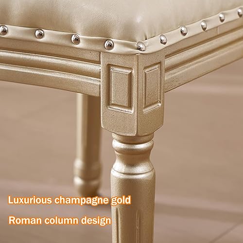 Miniatura 8 de Juego de 4 sillas de comedor de campo francés, sillas de comedor tapizadas de granja, silla de cocina con respaldo redondo y patas de madera, silla