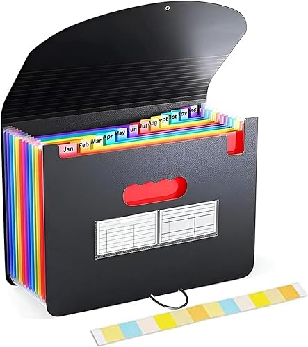 Miniatura 9 de KXF - Carpeta de archivos expansible de 24 bolsillos, portadocumentos portátil expandible con tapa, para oficina, tamaño A4, para almacenamiento,