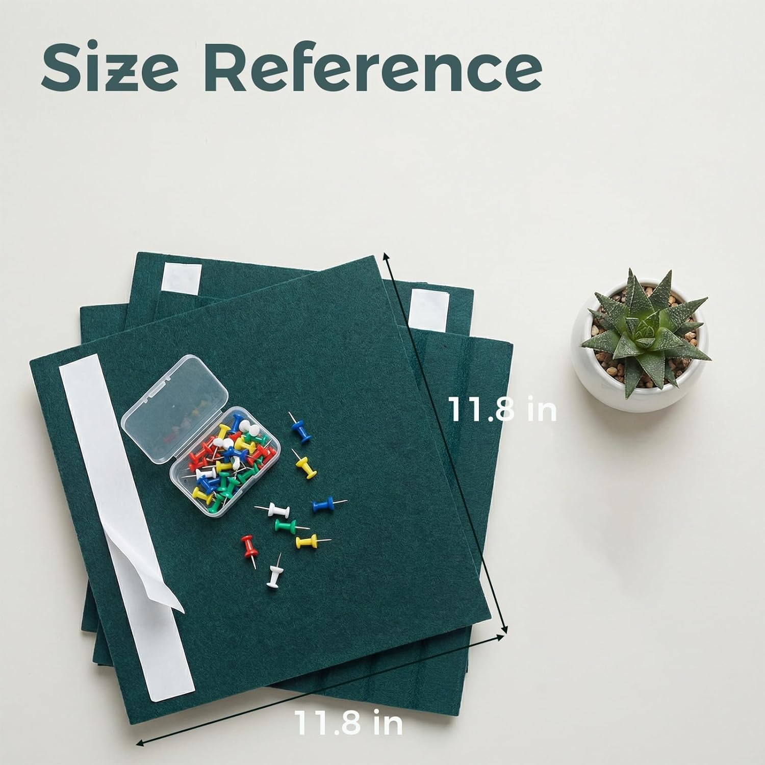12 Pack Felt Bulletin Board 11.8x11.8 Inches, Self-Adhesive Wall Boards with 30 Push Pins for Home & Office Decor (12, DarkGreen, 11.8in*11.8in)