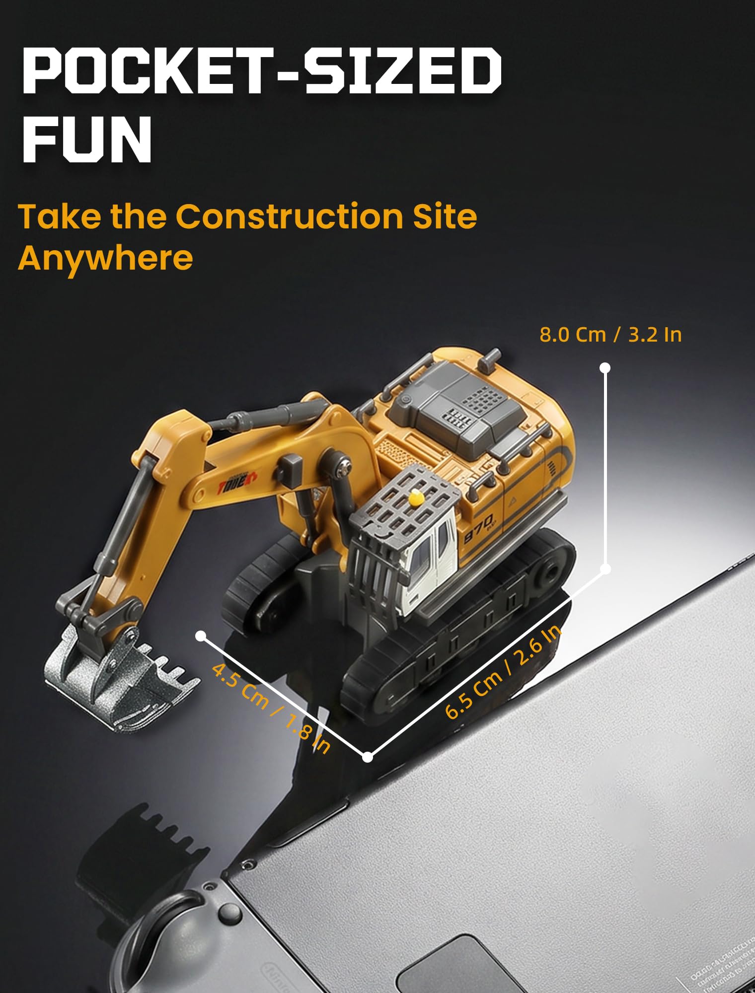 11-Kanal Mini RC Bagger, Ferngesteuerter Bagger für Erwachsene, Metallschaufel aus Legierung, Type-C wiederaufladbar, Baustellenfahrzeug-Spielzeug für Jungen ab 3 Jahren